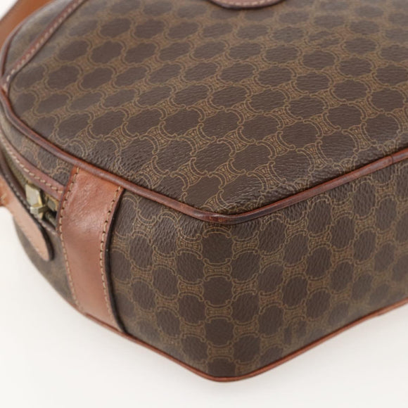 CELINE Macadam Canvas Shoulder Bag PVC Leather Brown Gold Auth ar13920