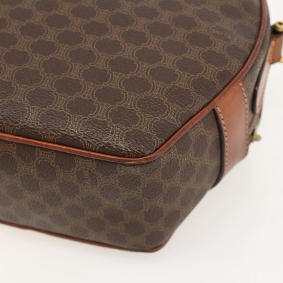 CELINE Macadam Canvas Shoulder Bag PVC Leather Brown Gold Auth ar13920
