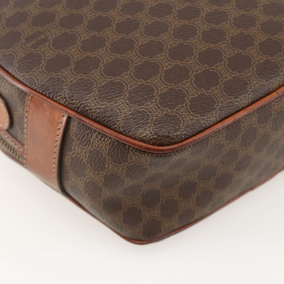 CELINE Macadam Canvas Shoulder Bag PVC Leather Brown Gold Auth ar13920