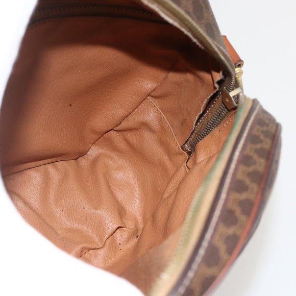 CELINE Macadam Canvas Shoulder Bag PVC Leather Brown Gold Auth ar13920