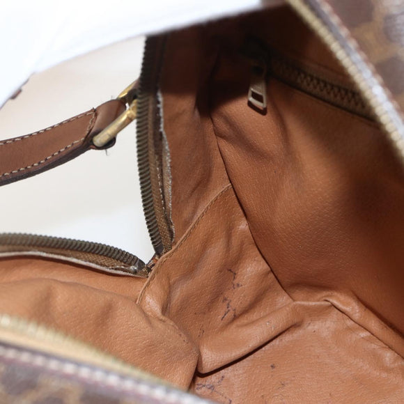 CELINE Macadam Canvas Shoulder Bag PVC Leather Brown Gold Auth ar13920