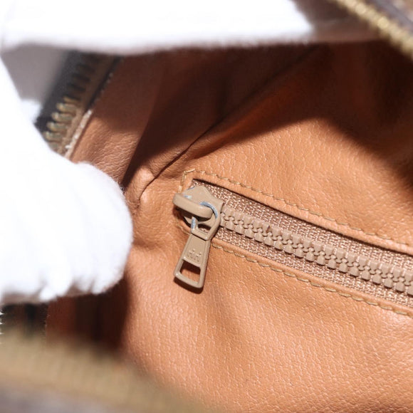 CELINE Macadam Canvas Shoulder Bag PVC Leather Brown Gold Auth ar13920