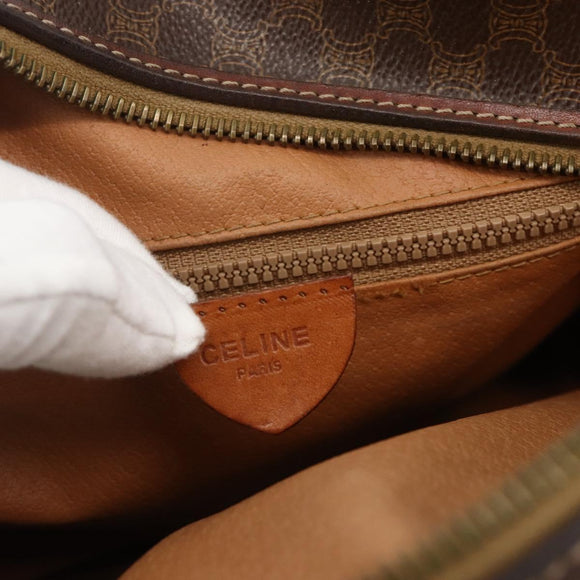 CELINE Macadam Canvas Shoulder Bag PVC Leather Brown Gold Auth ar13920