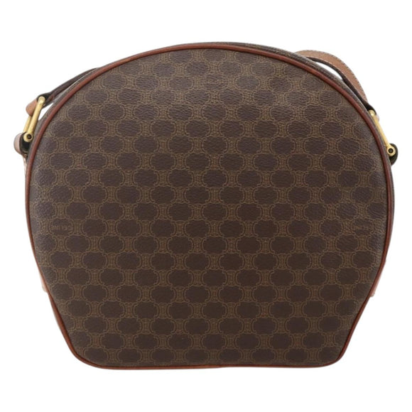 CELINE Macadam Canvas Shoulder Bag PVC Leather Brown Gold Auth ar13920