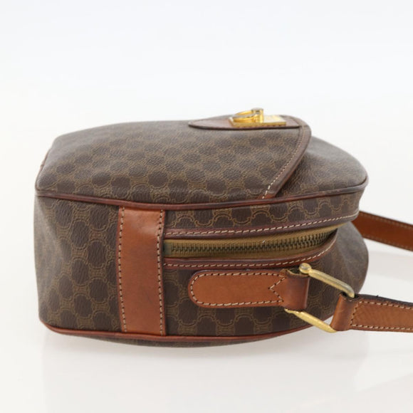 CELINE Macadam Canvas Shoulder Bag PVC Leather Brown Gold Auth ar13920