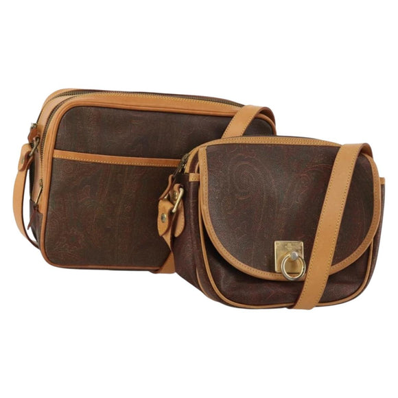 ETRO Shoulder Bag PVC Leather 2 Set Bordeaux Auth ar13930