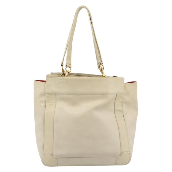 Chloe Tote Bag Leather Ivory Gold Auth ar13933