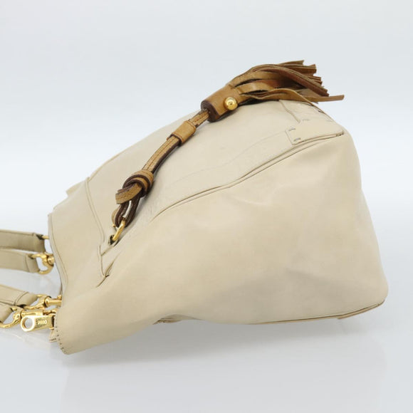 Chloe Tote Bag Leather Ivory Gold Auth ar13933