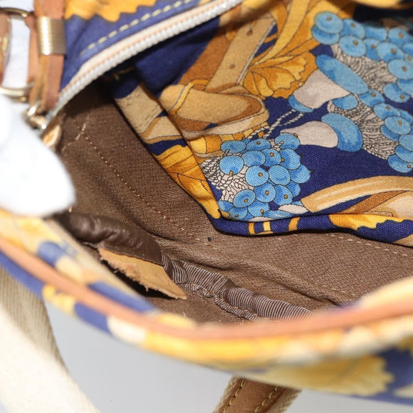 LOEWE Shoulder Bag Canvas Blue Gold Auth ar13934