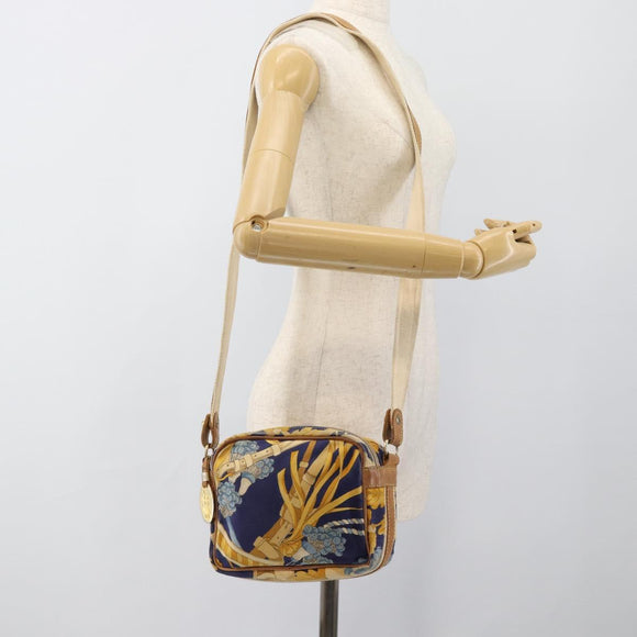 LOEWE Shoulder Bag Canvas Blue Gold Auth ar13934