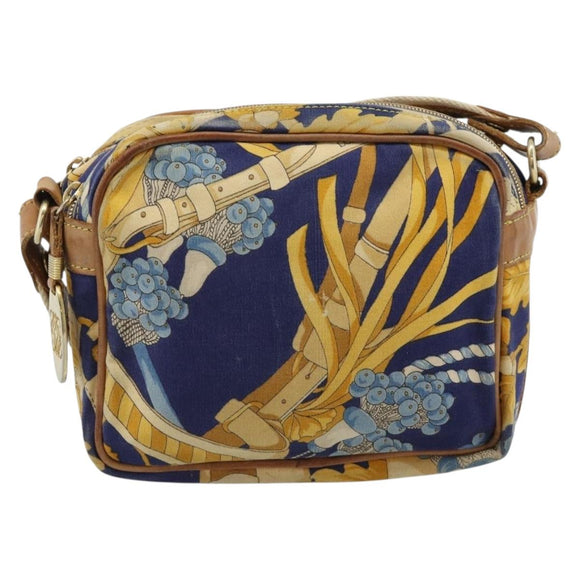 LOEWE Shoulder Bag Canvas Blue Gold Auth ar13934