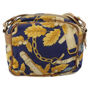 LOEWE Shoulder Bag Canvas Blue Gold Auth ar13934-2