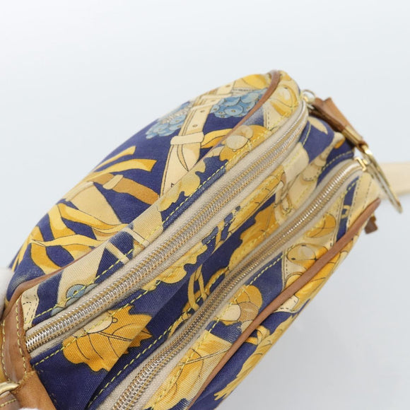 LOEWE Shoulder Bag Canvas Blue Gold Auth ar13934