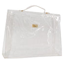 HERMES Vinyl Kelly Hand Bag Vinyl Clear Gold Auth ar13937-1