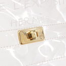 HERMES Vinyl Kelly Hand Bag Vinyl Clear Gold Auth ar13937-17