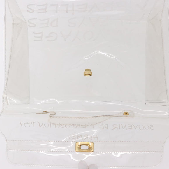 HERMES Vinyl Kelly Hand Bag Vinyl Clear Gold Auth ar13937