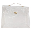 HERMES Vinyl Kelly Hand Bag Vinyl Clear Gold Auth ar13937-13