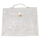 HERMES Vinyl Kelly Hand Bag Vinyl Clear Gold Auth ar13937-2