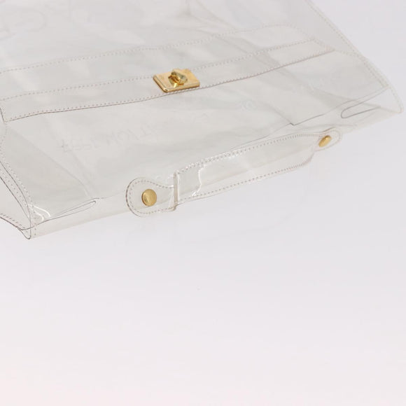 HERMES Vinyl Kelly Hand Bag Vinyl Clear Gold Auth ar13937