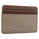 GUCCI GG Supreme Web Sherry Line Clutch Bag PVC Beige 89 02 060 Auth ar13939-1