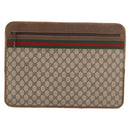 GUCCI GG Supreme Web Sherry Line Clutch Bag PVC Beige 89 02 060 Auth ar13939-13
