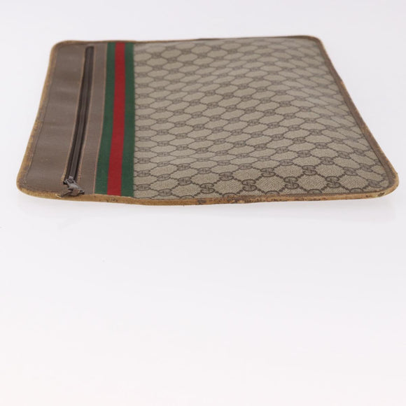 GUCCI GG Supreme Web Sherry Line Clutch Bag PVC Beige 89 02 060 Auth ar13939