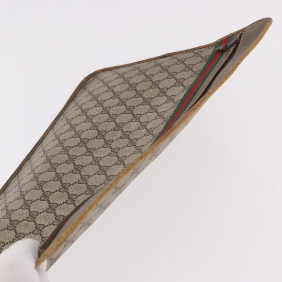 GUCCI GG Supreme Web Sherry Line Clutch Bag PVC Beige 89 02 060 Auth ar13939