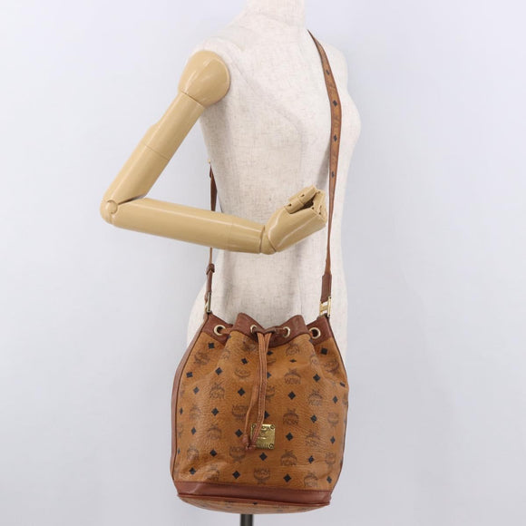 MCM Vicetos Logogram Purse Shoulder Bag PVC Leather Brown Gold Auth ar13940
