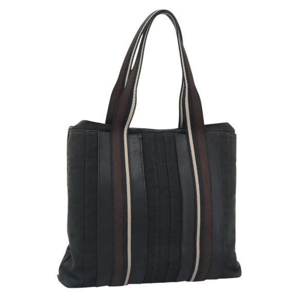 HERMES Troca Vertical Tote Bag Cotton Black Silver Auth ar13941