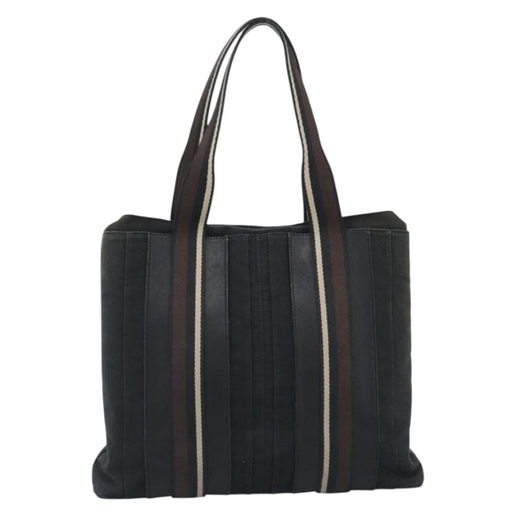 HERMES Troca Vertical Tote Bag Cotton Black Silver Auth ar13941