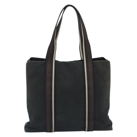 HERMES Troca Vertical Tote Bag Cotton Black Silver Auth ar13941