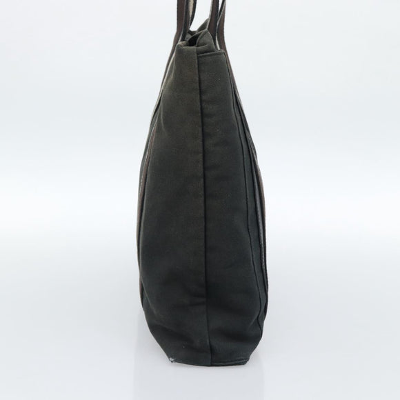 HERMES Troca Vertical Tote Bag Cotton Black Silver Auth ar13941
