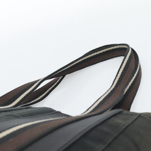 HERMES Troca Vertical Tote Bag Cotton Black Silver Auth ar13941