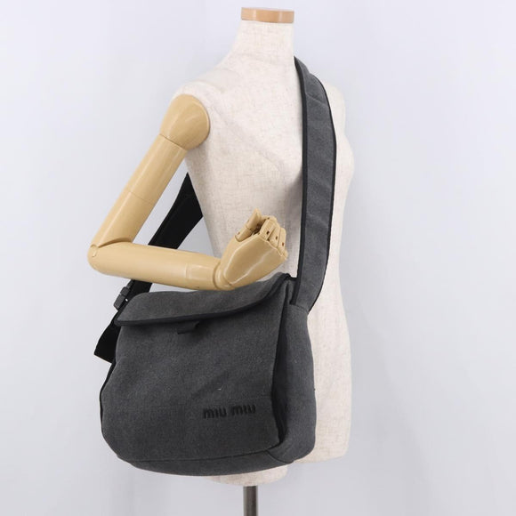 Miu Miu Shoulder Bag Cotton Gray Auth ar13943A