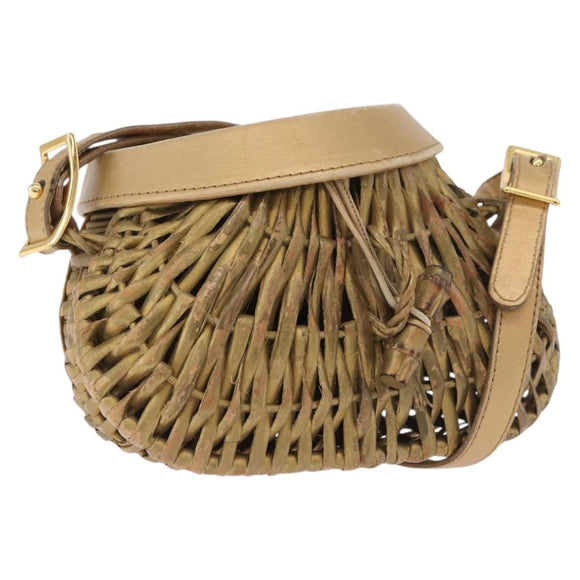 BOTTEGA VENETA Shoulder Bag Rattan Gold Auth ar13948