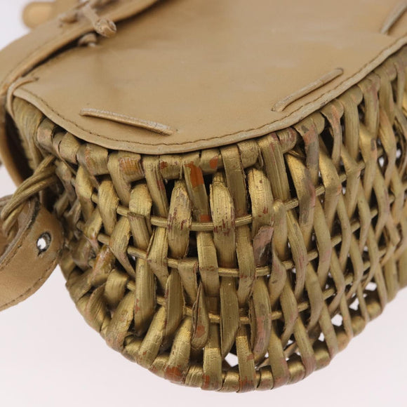 BOTTEGA VENETA Shoulder Bag Rattan Gold Auth ar13948