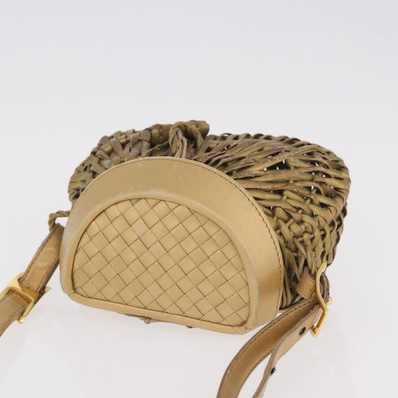 BOTTEGA VENETA Shoulder Bag Rattan Gold Auth ar13948