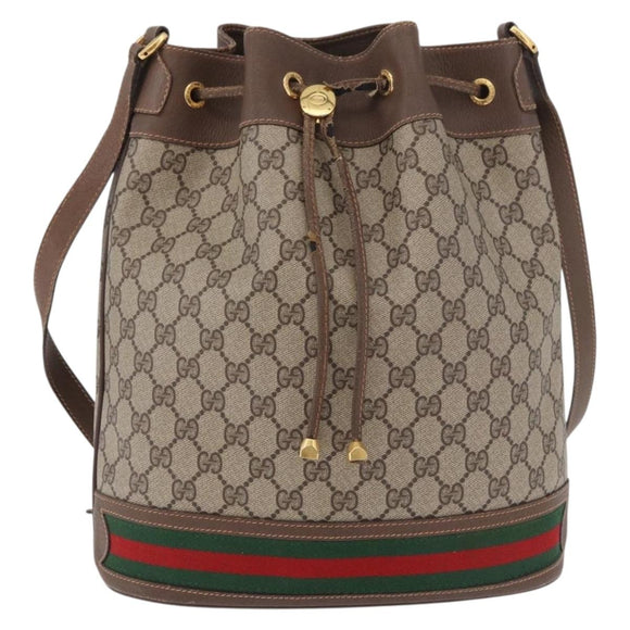 GUCCI GG Supreme Web Sherry Line Purse Bag PVC Beige 164 02 085 Auth ar13949