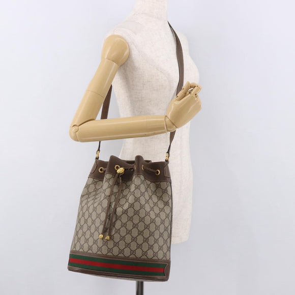 GUCCI GG Supreme Web Sherry Line Purse Bag PVC Beige 164 02 085 Auth ar13949