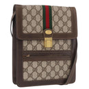 GUCCI GG Supreme Web Sherry Line Shoulder Bag PVC Beige Gold Auth ar13950-1