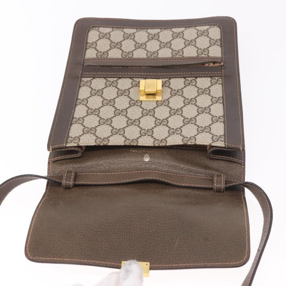 GUCCI GG Supreme Web Sherry Line Shoulder Bag PVC Beige Gold Auth ar13950