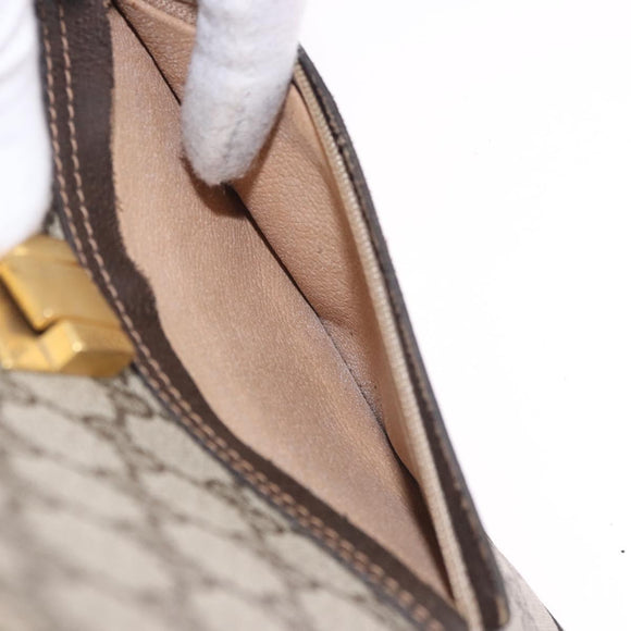GUCCI GG Supreme Web Sherry Line Shoulder Bag PVC Beige Gold Auth ar13950
