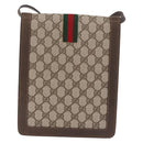 GUCCI GG Supreme Web Sherry Line Shoulder Bag PVC Beige Gold Auth ar13950-2