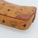 MCM Vicetos Logogram Clutch Bag PVC Leather Brown Gold Auth ar13951-14