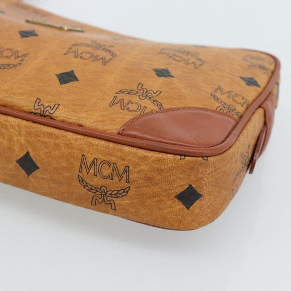 MCM Vicetos Logogram Clutch Bag PVC Leather Brown Gold Auth ar13951