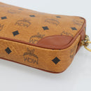 MCM Vicetos Logogram Clutch Bag PVC Leather Brown Gold Auth ar13951-16