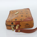 MCM Vicetos Logogram Clutch Bag PVC Leather Brown Gold Auth ar13951-3