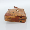 MCM Vicetos Logogram Clutch Bag PVC Leather Brown Gold Auth ar13951-4
