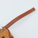 MCM Vicetos Logogram Clutch Bag PVC Leather Brown Gold Auth ar13951-7