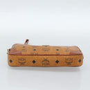 MCM Vicetos Logogram Clutch Bag PVC Leather Brown Gold Auth ar13951-5